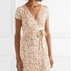 Paloma Blue Siena wrap effect floral silk chiffon midi dress tie belt